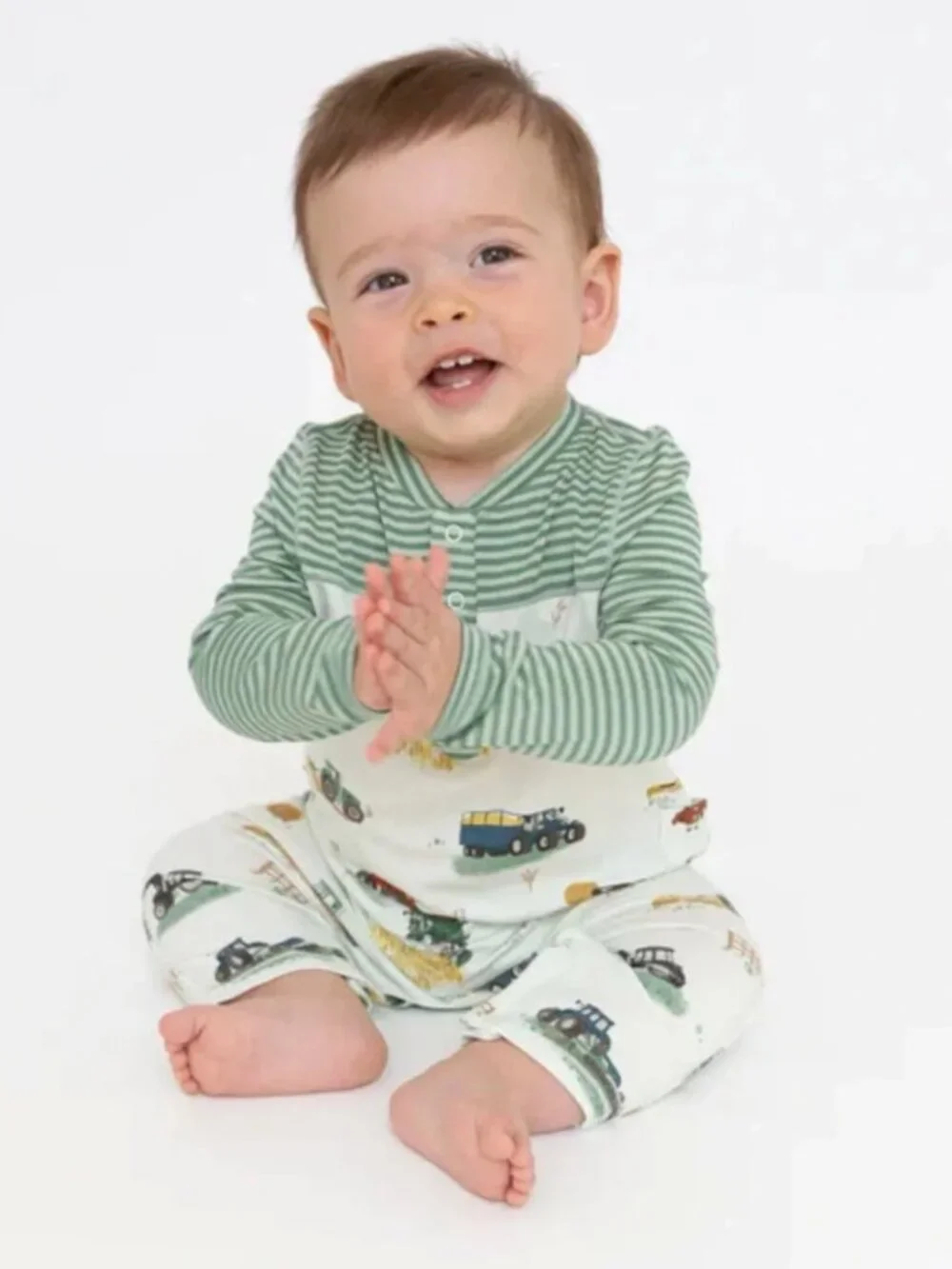 Angel Dear Farm Machine Romper 0-3m Hay Bales on the farm baby romper